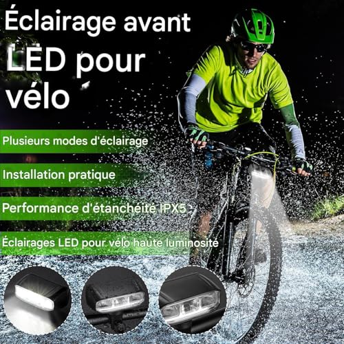 Lumières de vélo pour conduite de nuit et éclairage vélo haute luminosité VTT - 3