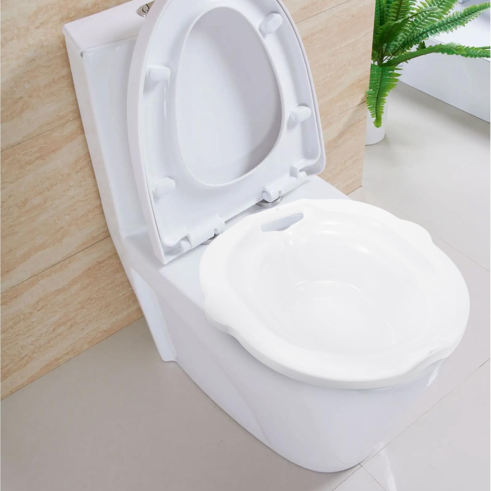 Bacinella Sitz Bath in PP Bianco per Gestanti e Post Parto | Superficie Liscia, Struttura Robusta, Design Unico, per Lavaggio Intimo, Uso da Seduta, Igiene Quotidiana