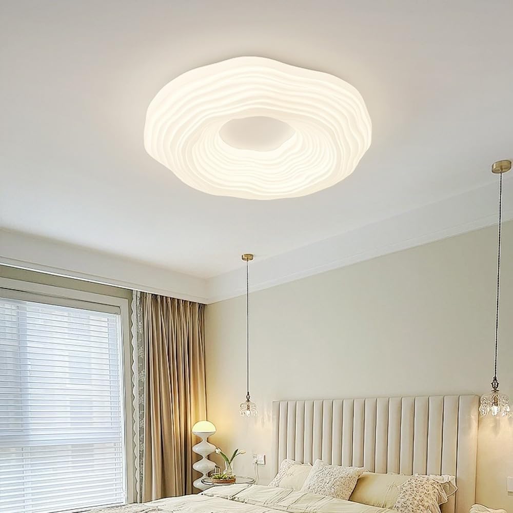 LED Flush Mount Ceiling Light,3-color Dimming Modern Round Close to Ceiling Lighting Fixtures, Minimalist White Ceiling Lamp for Bedroom, Kitchen, Laundry Room, Hallway(41cm)