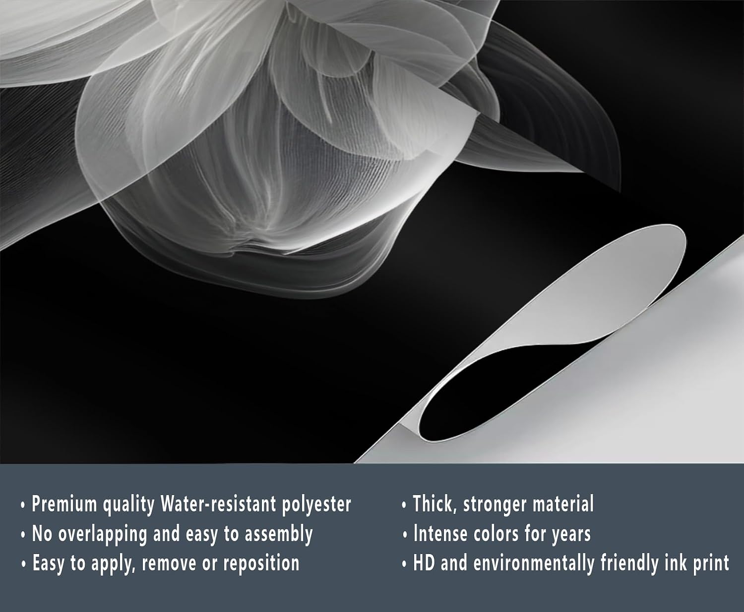 Transparent Floral Wallpaper, Black and White Flower Murals, Bright Flowers Mural Wallpaper for Bedroom Bar School Apartment Large Photo Wallpapers