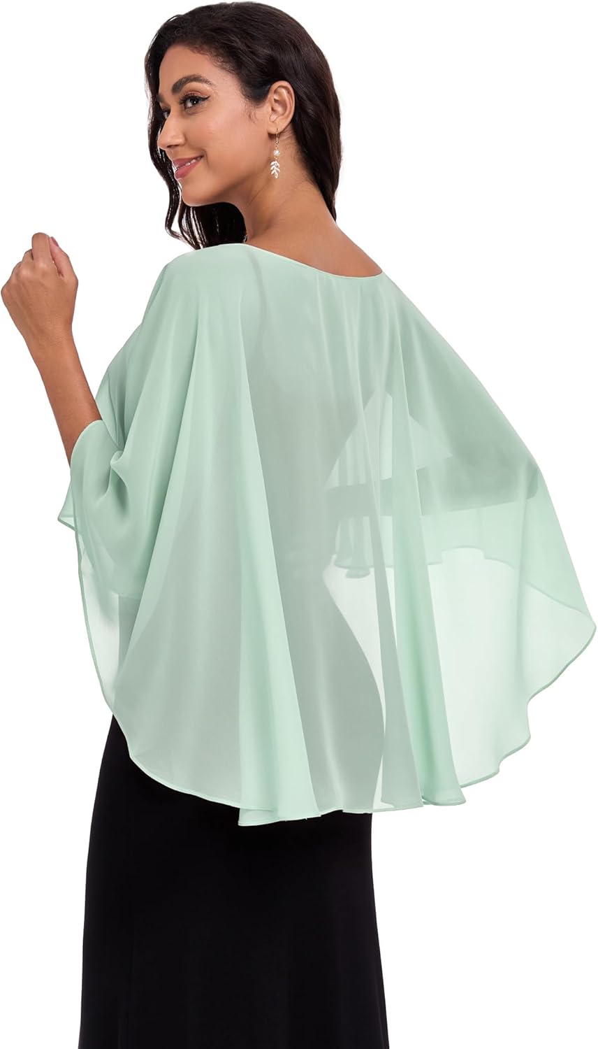 Sheer Shawls and Wraps for Evening Dresses Chiffon Capes for Women Soft Wedding Cover Up - Image 6