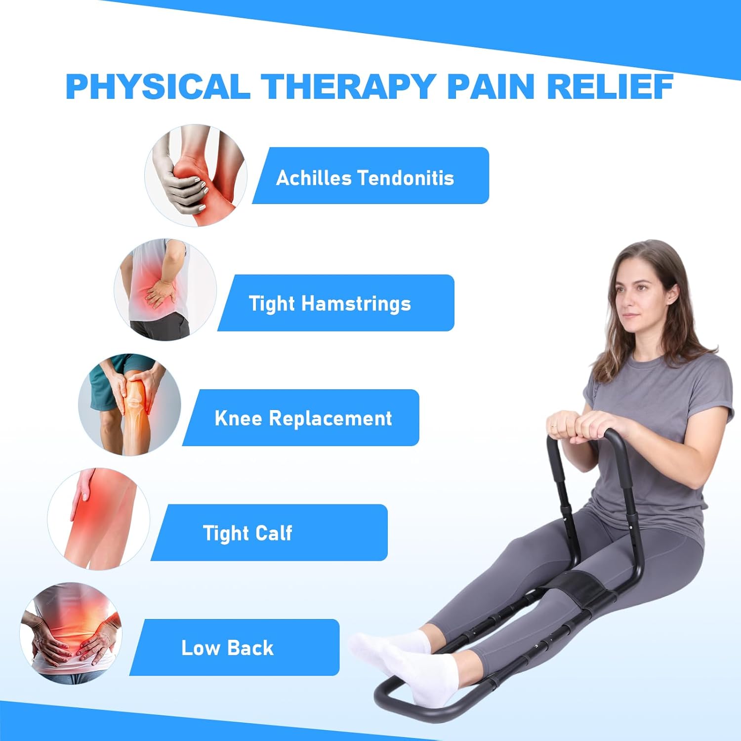 Hamstring Stretcher for Knee Extension, Adjustable Lower Back Stretcher for Back, Calf, Leg, Hip Stretcher Device for Flexibility, Knee Pain Relief