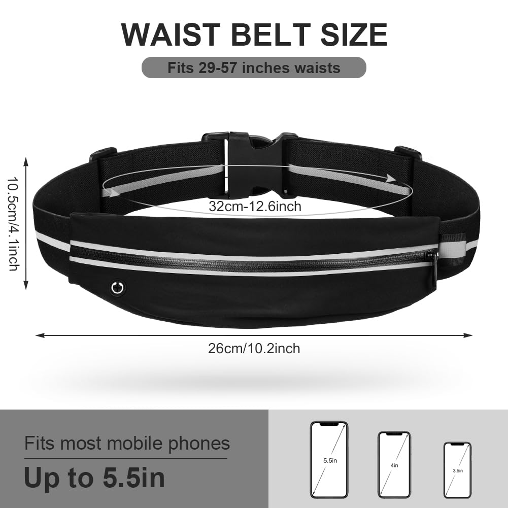 Flintronic Marsupio Sportivo, Marsupio Running Doppia Tasca per iPhone -Cintura Palestra e Porta Cellulare da Corsa con Gancio Portachiavi