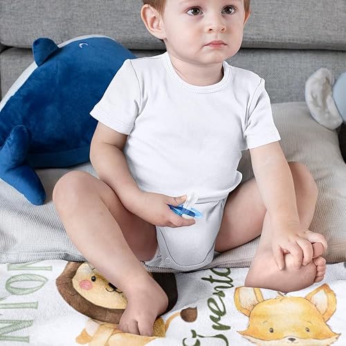 Miniatura 5 de Mantas personalizadas de animales para niños y niñas, manta de felpa con nombres personalizados para niños, manta de franela suave y cálida, regalos