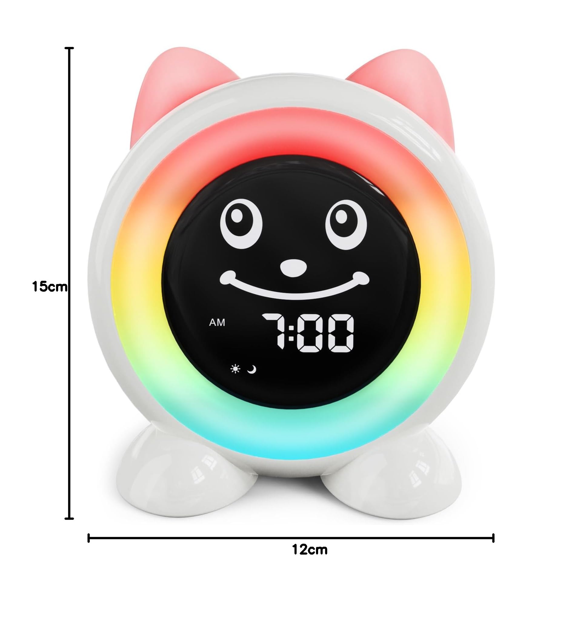 Sveglia per bambini, sveglia digitale con luce notturna in 11 colori, timer, funzione snooze, regalo per ragazze e ragazzi
