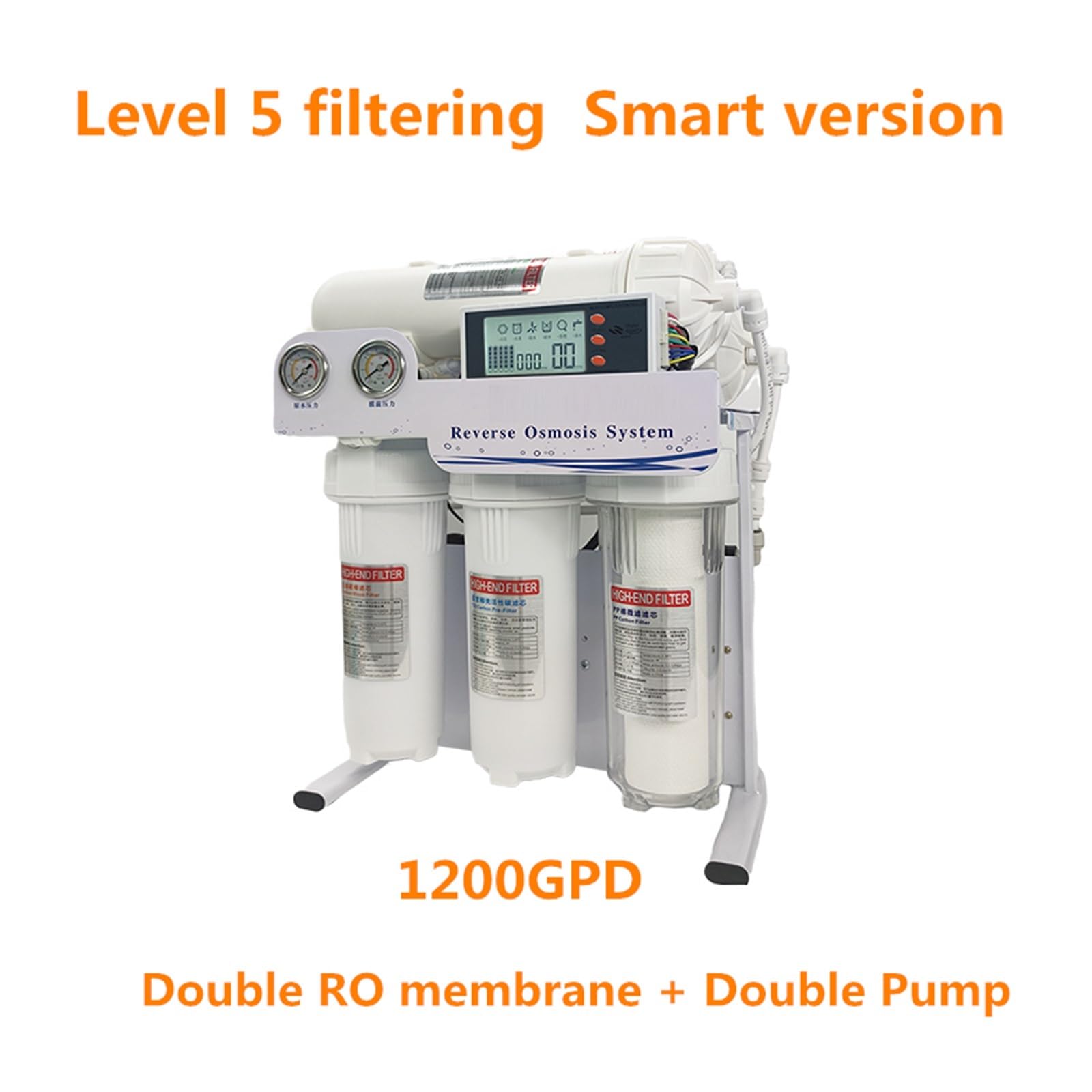 Wasserfiltersystem, Untertisch-Wasserfilter, 800/1200/1600 Gpd Level 5 Filterung RO-Umkehrosmosesystem, Filtersystem Aquarium-Filtersystem, intelligenter automatischer Wasserreiniger für Küche, Bad, W