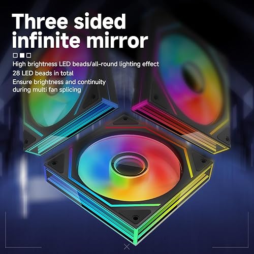 Miniatura 3 de Jungle Leopard Prism6 MAX X3 - Ventilador de carcasa de PC ARGB de 4.724 in, espejo infinito de 3 lados y efecto de luz de espejo infinito de eje,