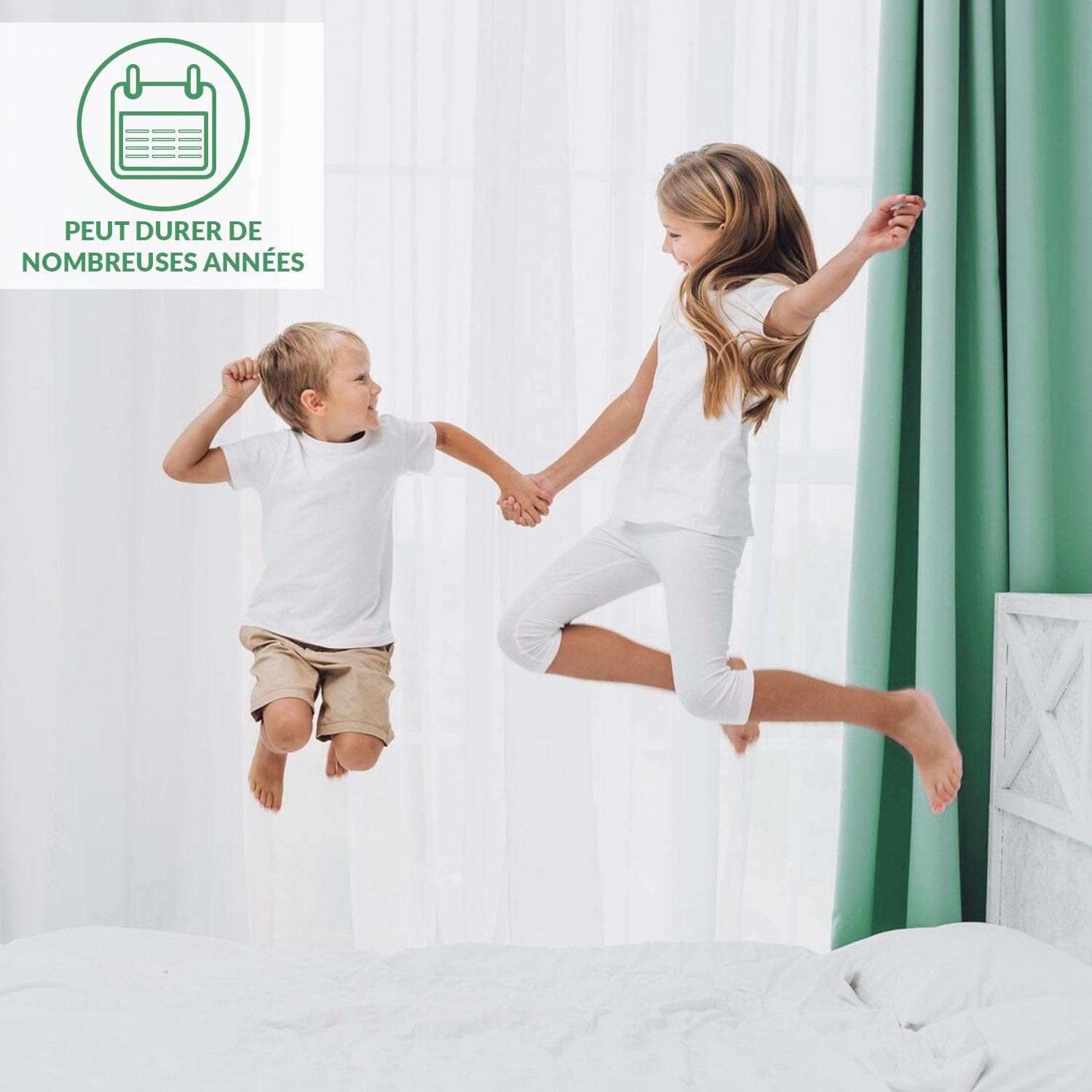 Protector de Colchón 200 x 220 cm - Protector de Cama Impermeable - Cubrecolchón de Rizo - Lavable a 95°C y Esterilizable - Antihumedad para Incontinencia - Blanco