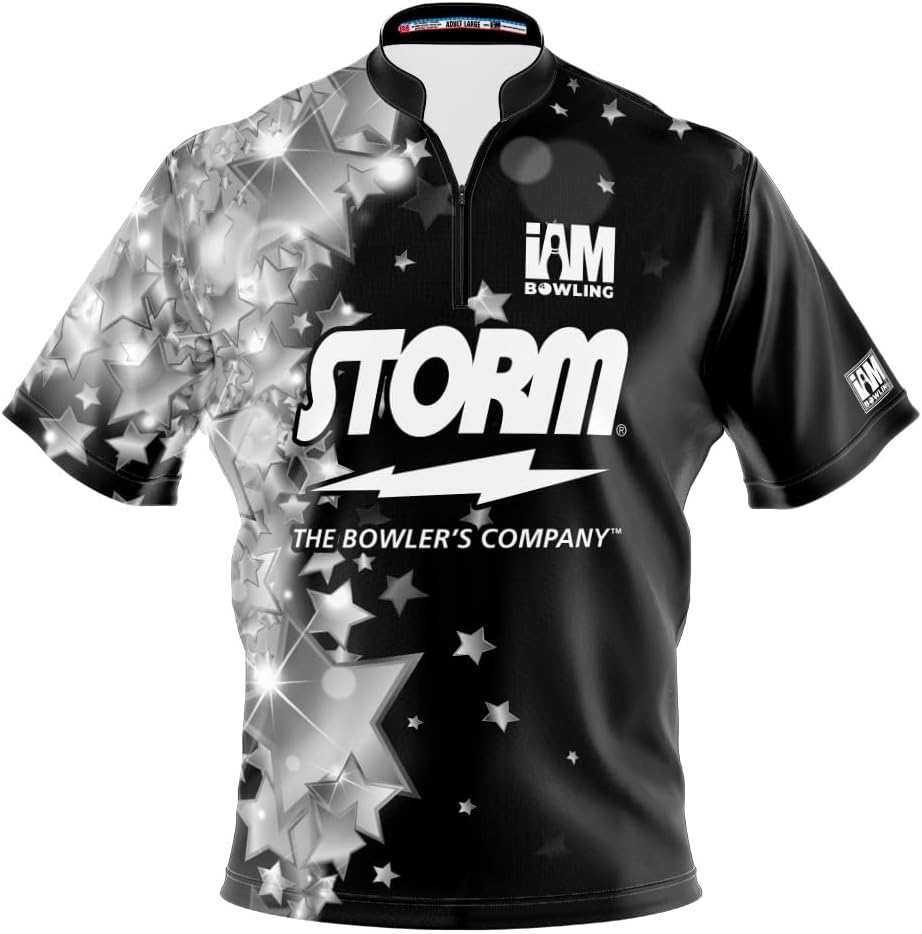 Logo Infusion I AM Bowling Jersey Short Sleeve Sash Collar 2137-ST Made in USA Storm