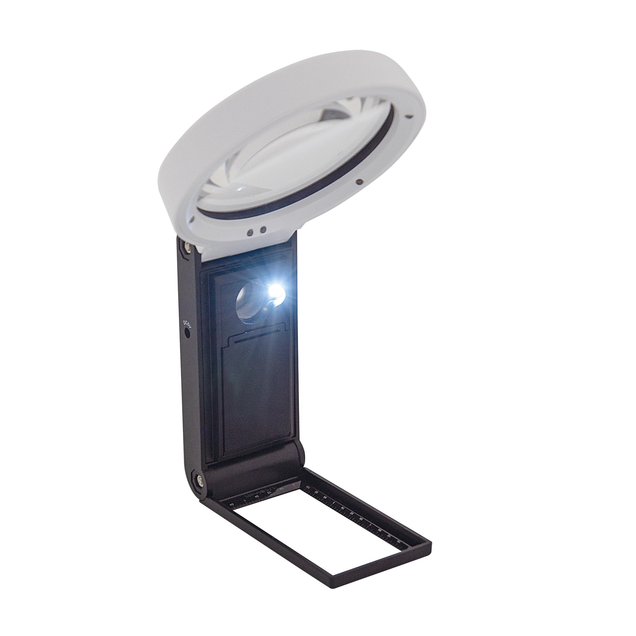 Lente D'Ingrandimento A LED WEDO Con Base Pieghevole - 2.5x E 10x, Luce UV E USB/Batteria, Nero - Foto 2