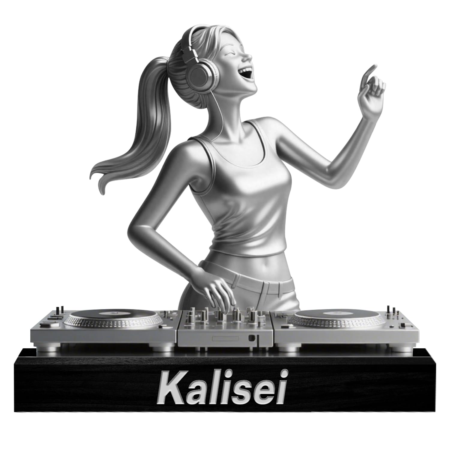 Personalized 2D Printing Acrylic Female DJ Player Desk Ornament Decoration Sign Plaque, Custom Name DJ Music Disc Player Mixer Turntable Decor Sign, Unique Gift for Music Lovers Christmas