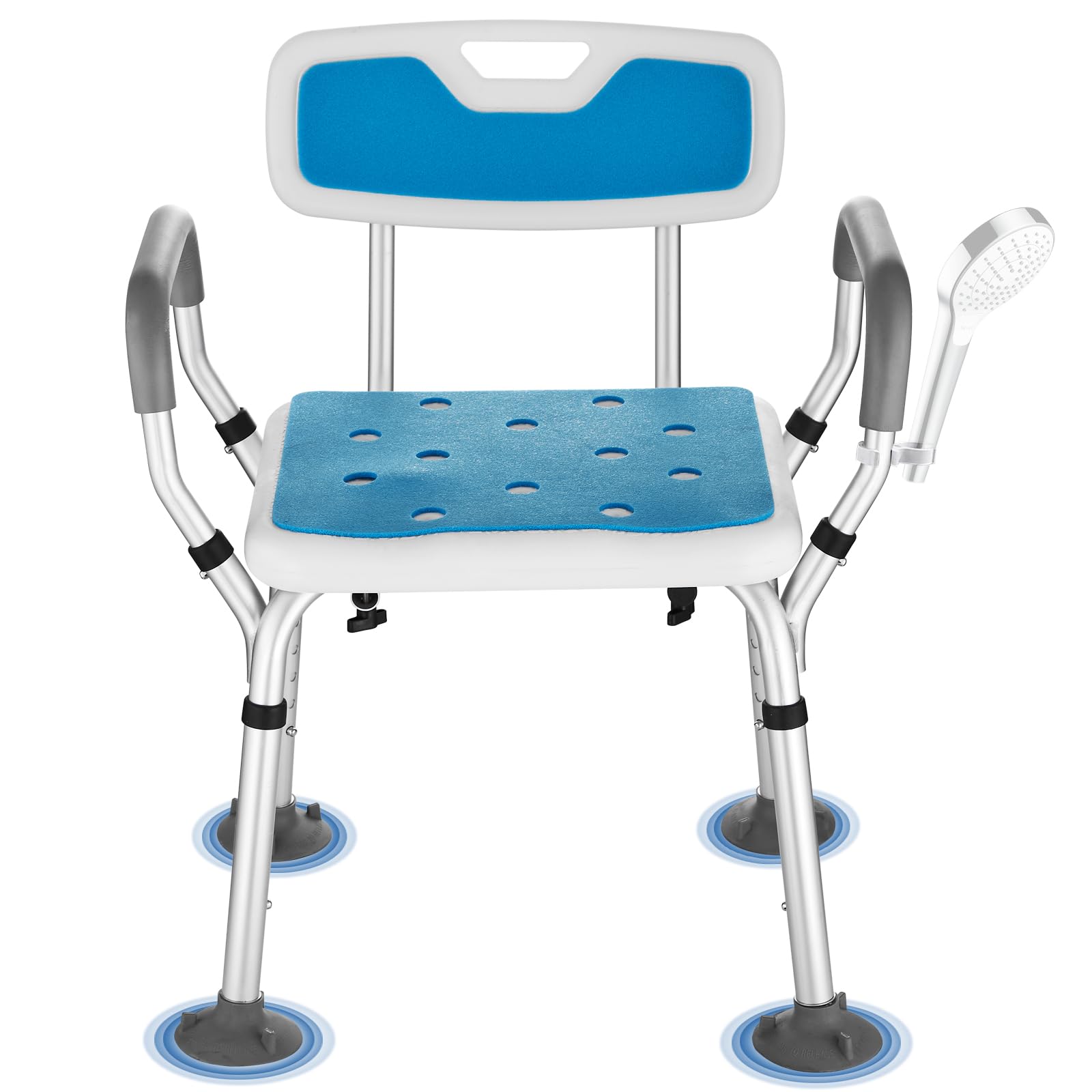 Heavy Duty Shower Chair for Inside Shower Chair with Detachable Arms and Back Portable Lift Height Shower Chairs for Seniors for Shower Stall,Bathtub Chair for for Handicap, Disable & Pregnant