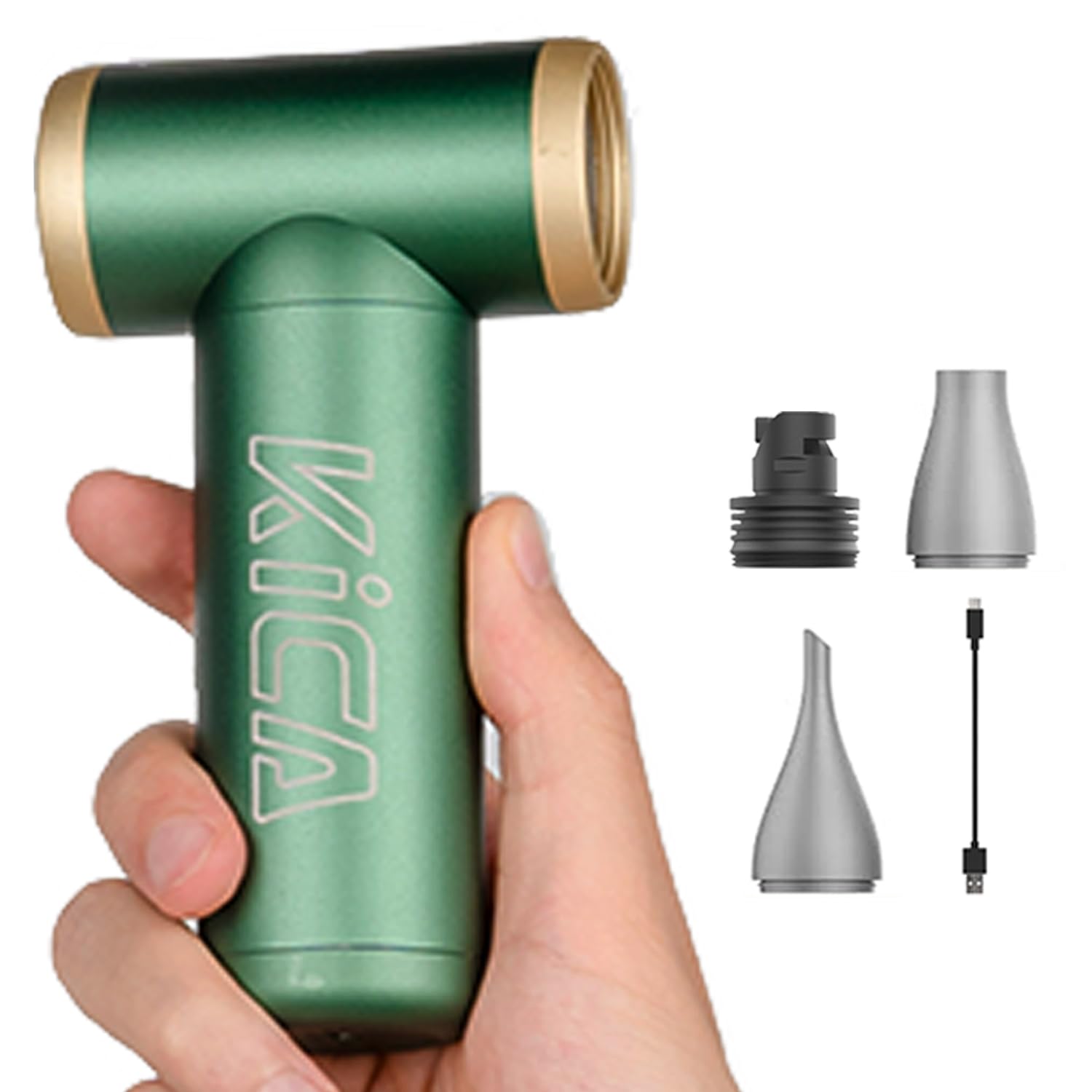Kica JetFan 2S Aria Compressa Elettrico Air Duster,Spray Aria compressa da 117000RPM con Batteria da 1100mAh,Mini Soffiatore a Velocità Libera, per Tastiera,Pulizia PC,Pulizia della Casa,Verde