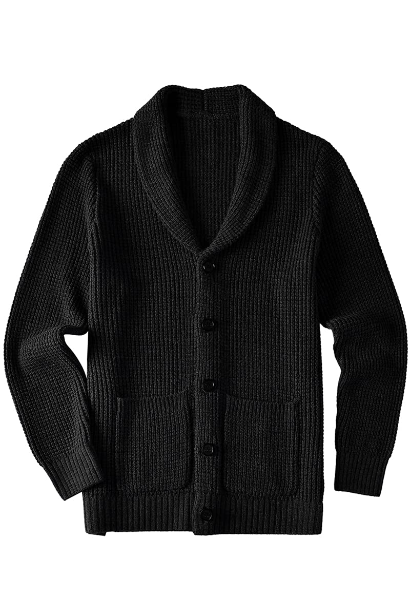 zhili Men's Casual Slim Thick Knitted Shawl Collar Cardigan Sweaters Pockets-picture-43