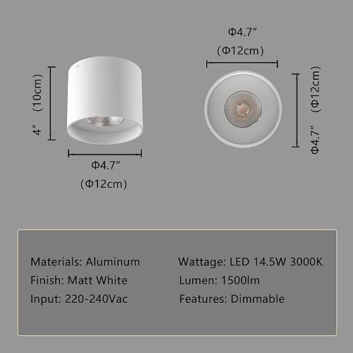 Vista 16 de Lámpara de techo, luces de techo de montaje empotrado, LED regulable, luz de techo cilíndrica para sala de estar, pasillo, cocina, comedor, negro