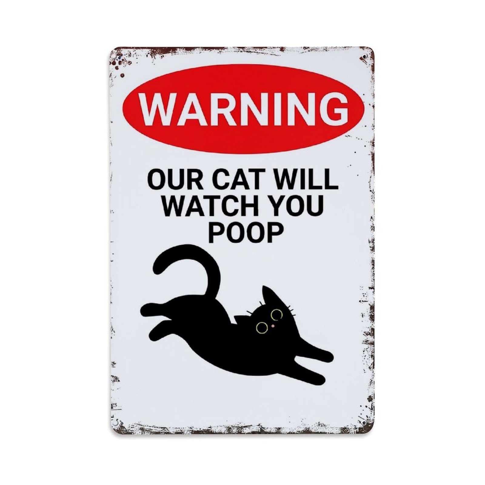Jdfenggu Vintage Warning Cat Watch Poop Silhouette Retro Metal Tin Sign, Decor Art Poster For Bar, Home, Man Cave, Kitchen, Laundry Room Gift 8X12inch
