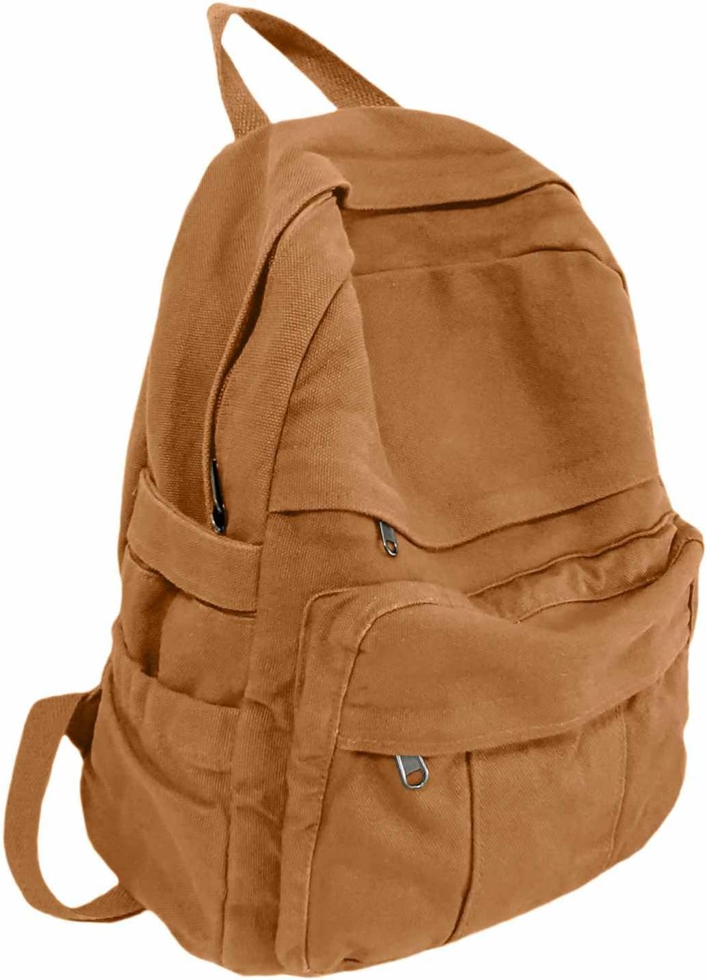Light Brown Canvas Backpack for Women & Men Retro Aesthetic Rucksack Basic Backpack for High School/College Students Travel Laptop Bag