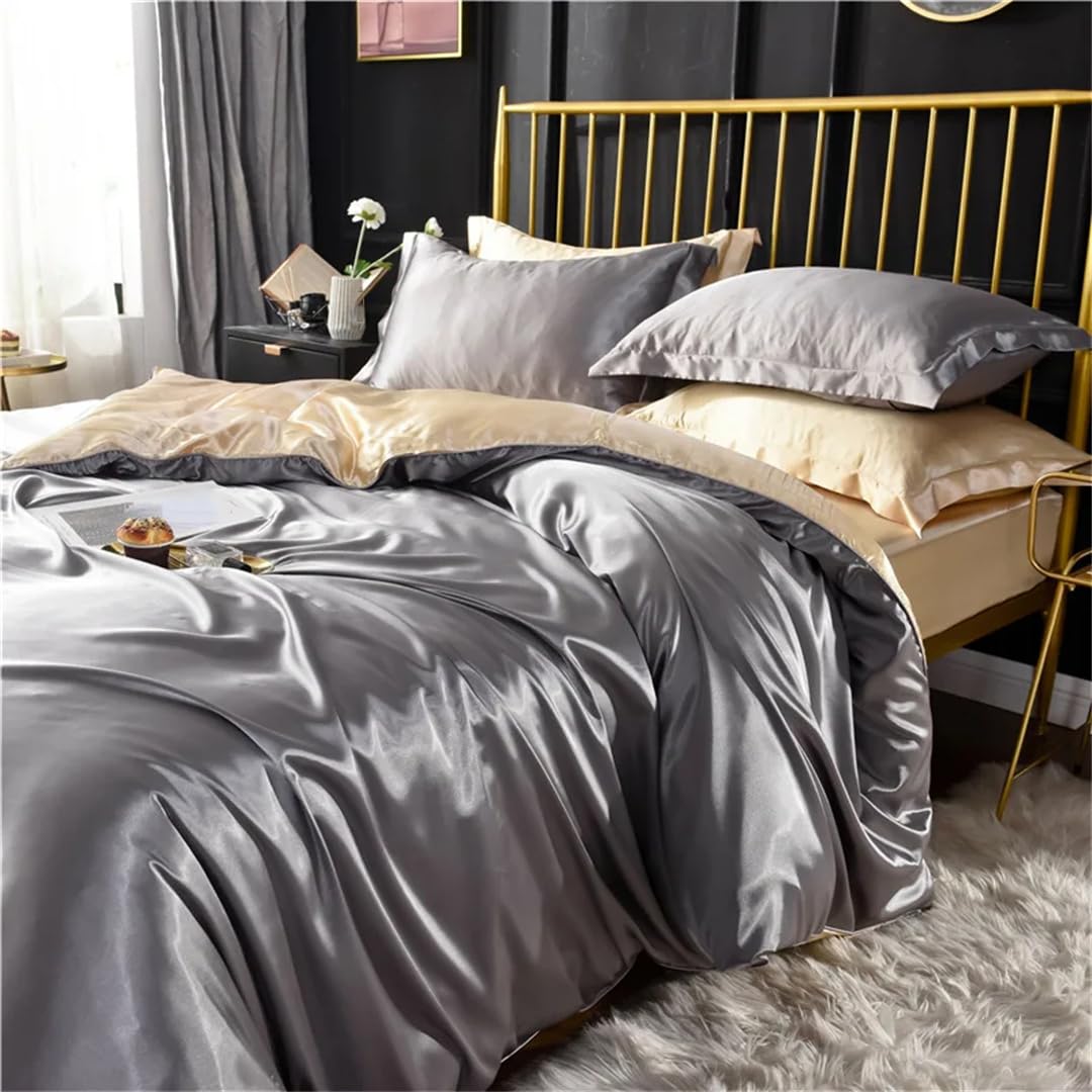 Set Di Biancheria Da Letto In Marmo Bianco E Grigio Antracite - 3 Pezzi Per Letto Matrimoniale Motivi Stampati Su Entrambi I Lati Con Copriletto Con Cerniera 200 X 200 Cm 88594488