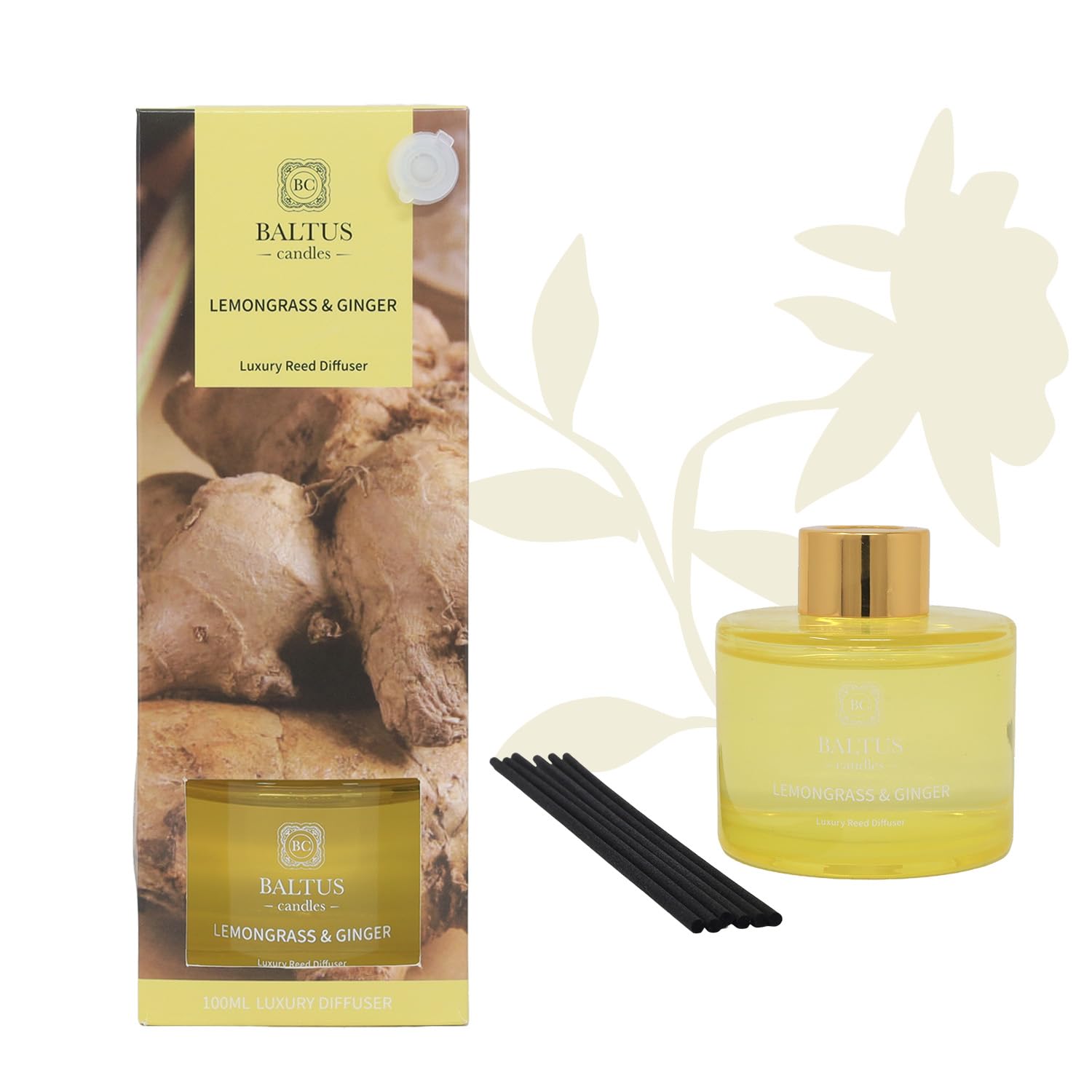 Baltus Yellow Reed Diffuser 100Ml Lemongrass & Ginger Aroma Air Freshener Fragrance