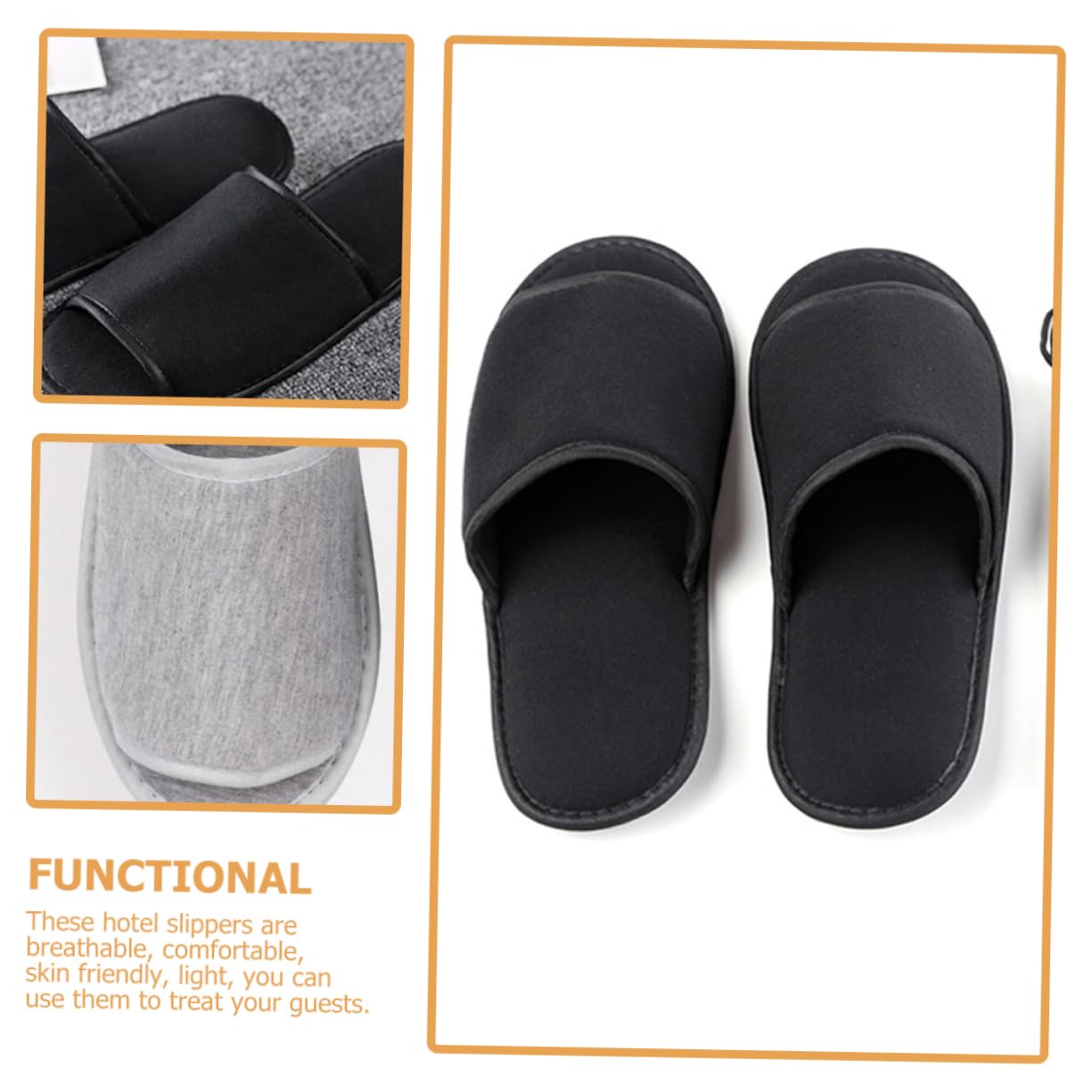 Healeved 2 Pairs Travel Foldable Slippers Indoor Spa Guest Unisex Lightweight Disposable for Home Hotel