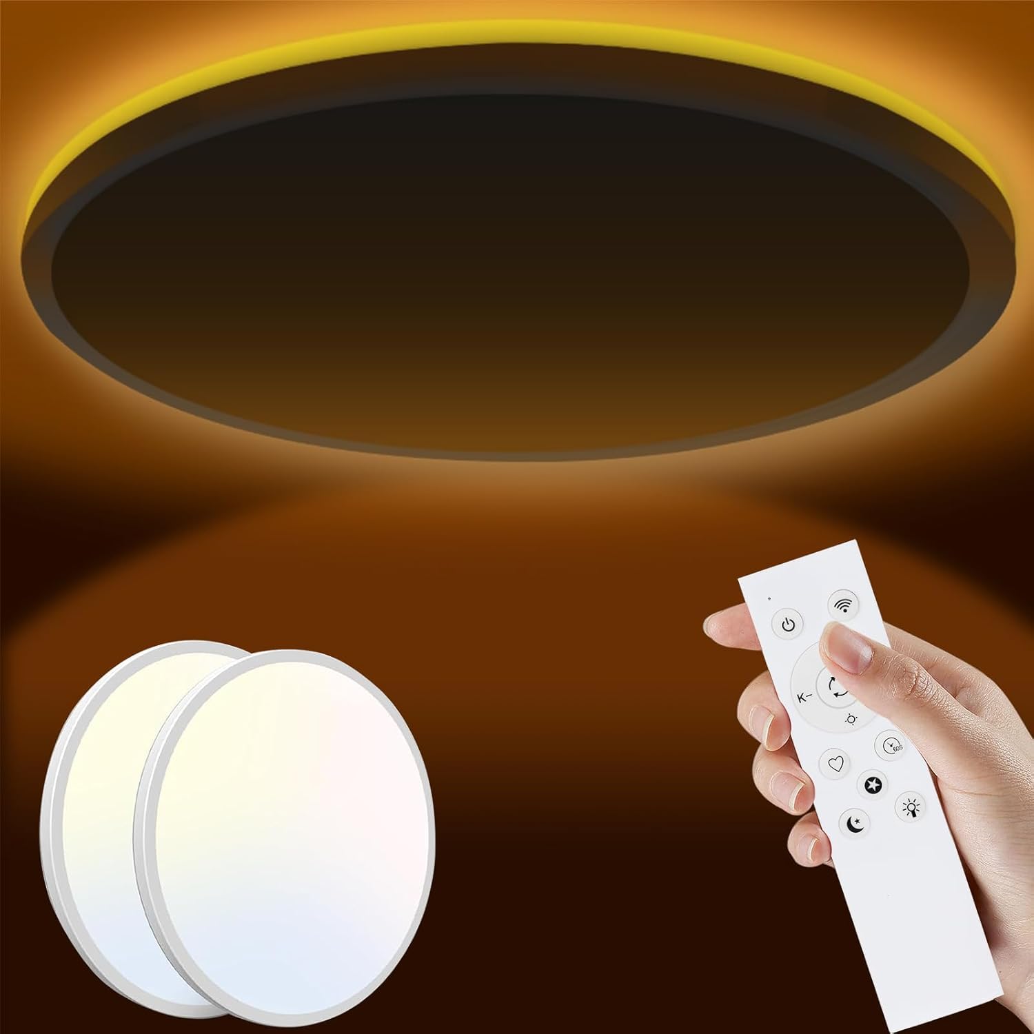 Psatfito G LED Bathroom Light, 3000K-6000K Dimmable Bathroom Lights Ceiling with Remote Control
