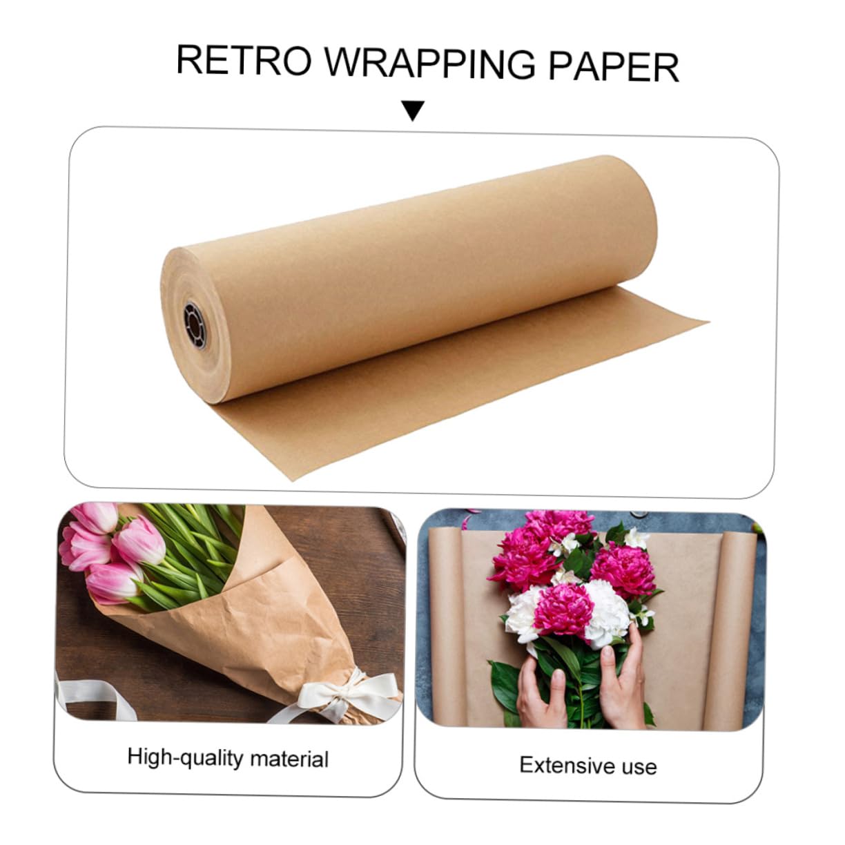 Rollo de Papel Kraft Marrón 1 Rollo para Embalaje de Flores