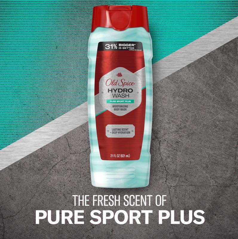 Miniatura 7 de Old Spice Gel de baño hidratante Hydro Wash Pure Sport Plus, 21 onzas