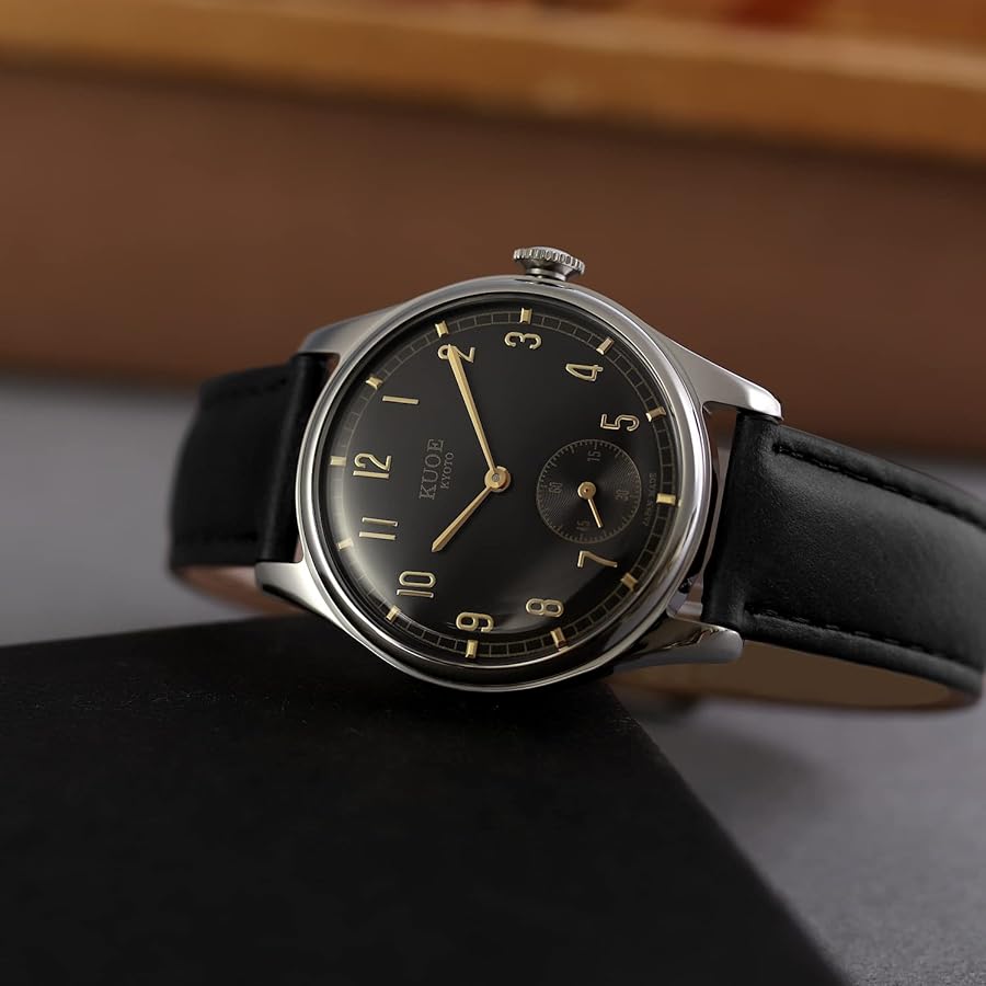 KUOE 京都 自動巻き時計 黒文字盤
