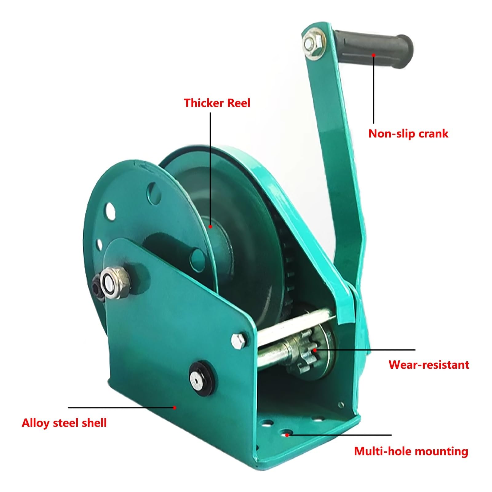 Argano manuale da 1100 kg, paranco a cricchetto resistente, senza cavi, ideale per rimorchi per barche, rimorchio e carico carico (dimensioni: 800 kg/1763 libbre)