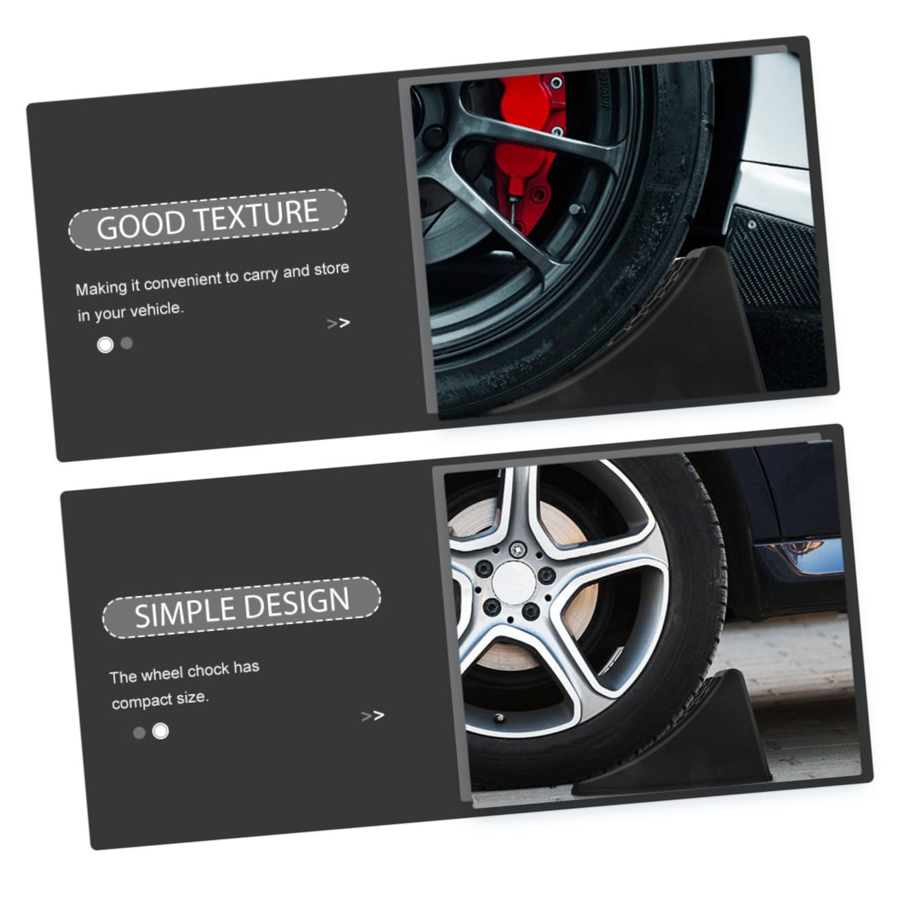 ABOOFAN Cuñas para Ruedas de Coche Abs Negro 4 Piezas para Garajes