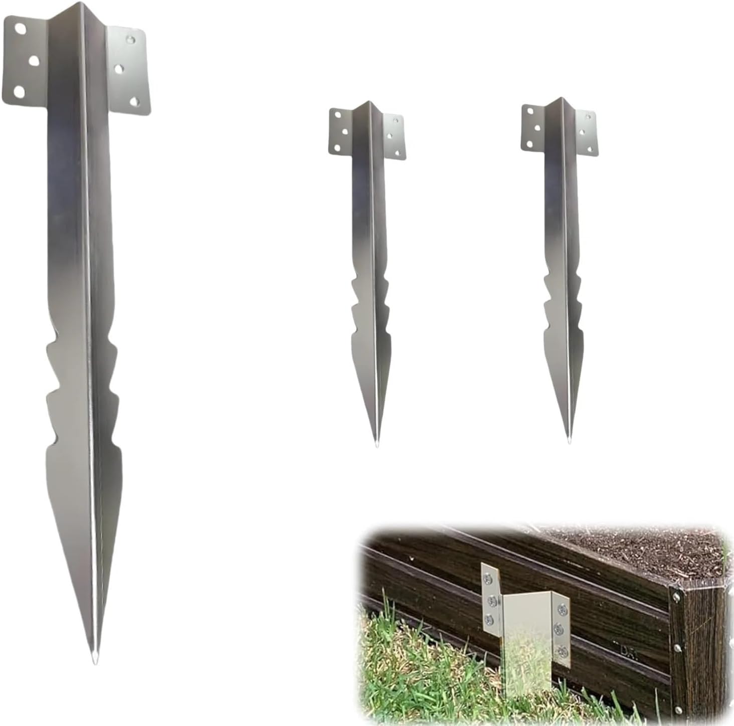 Small Railway Sleeper Brackets - Heavy Duty Fixing Pegs for Pathway, Garden Raised Bed & Landscaping (5 Pack)