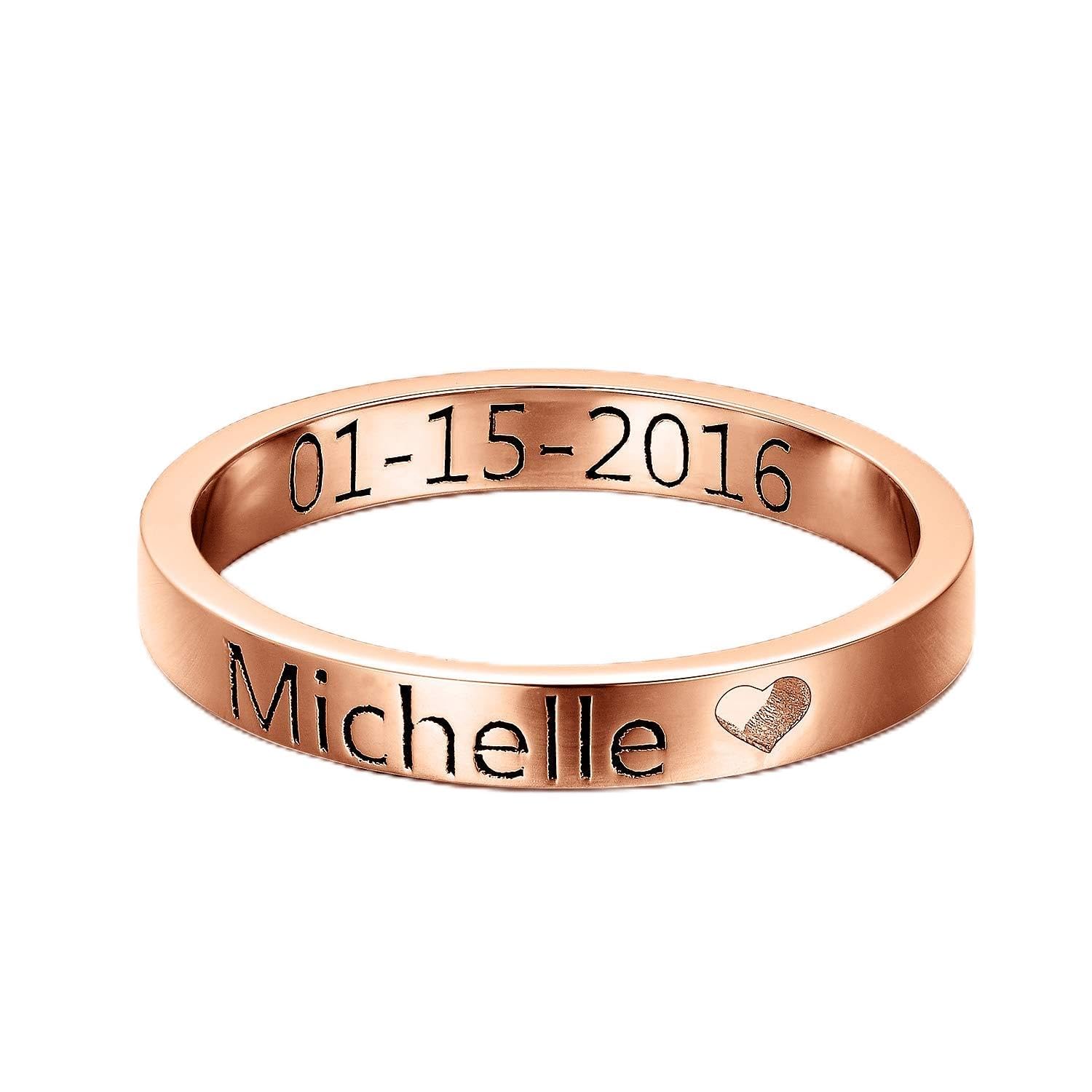 SOULMEET Sterling Silber personalisierte gravierte Namensring benutzerdefinierte ausgeschnittene Herzringe für Frauen Freundin