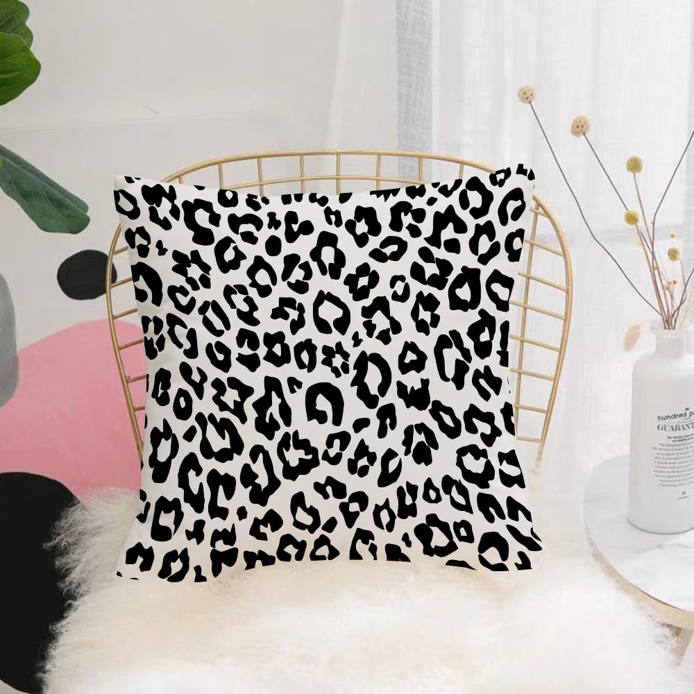 HYOSXW Cushion Cover,Throw Pillow Case Home Decorative for Living Room Bedroom Sofa Chair 16X16 Inch,leopard pattern texture repeating seamless monochrome black white snow cheetah,Pillowcase 40X40cm