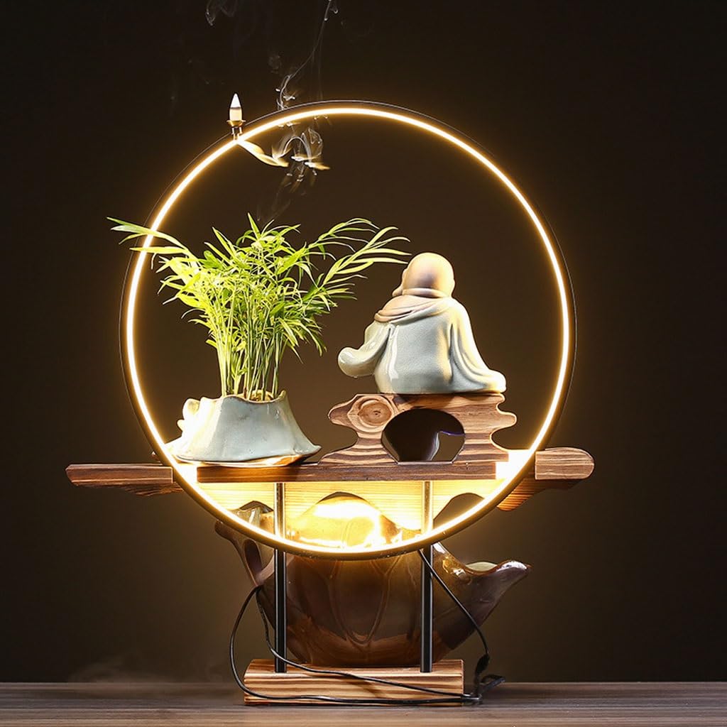 Fuente Decorativa de jardín, Fuente de Agua con Cascada, de cerámica, Feng Shui Zen, decoración para salón, Dormitorio, Oficina