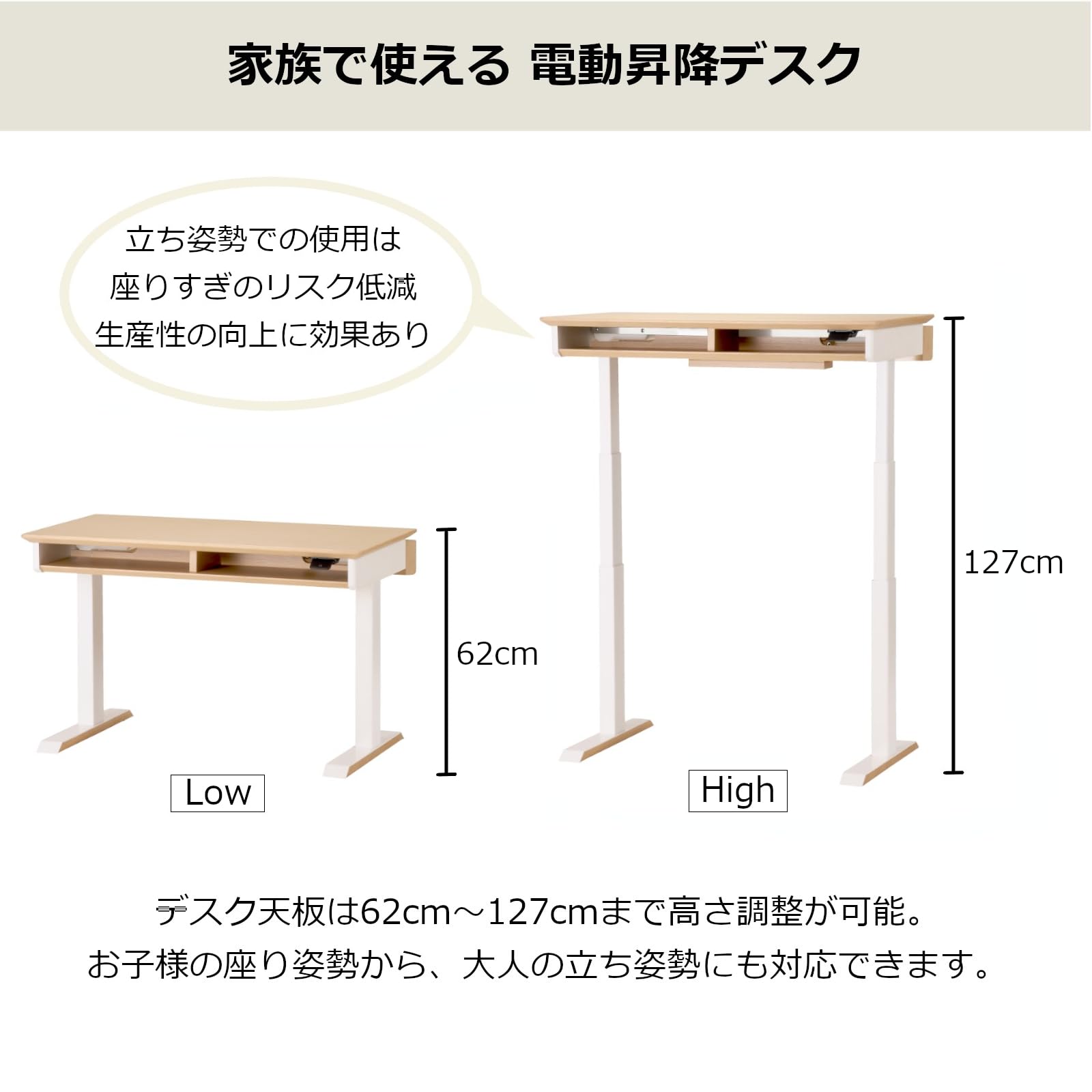 Amazon.co.jp: KOIZUMI(コイズミ) コイズミ学習机 電動昇降デスク FDD 