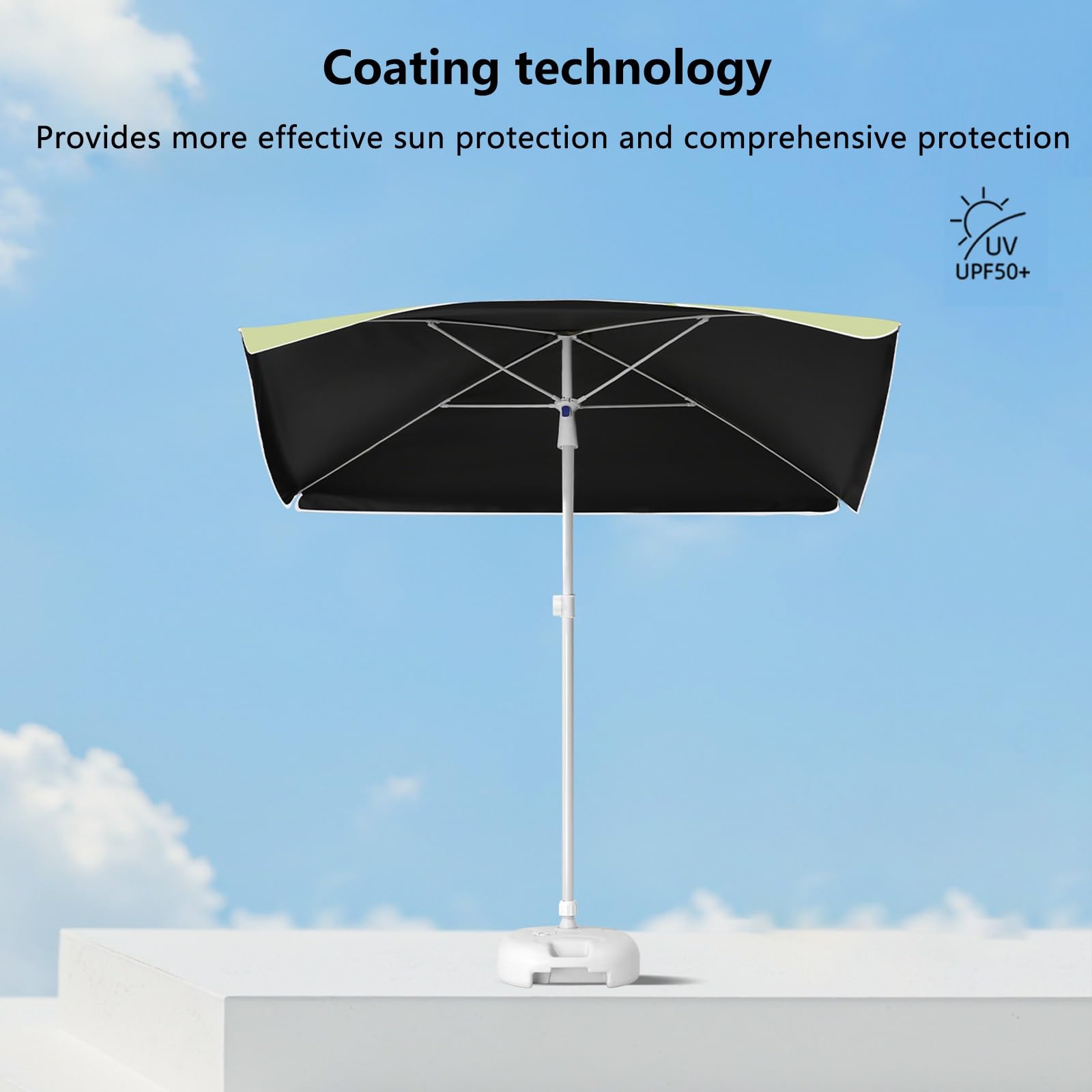 DużY Parasol Ogrodowy Z Podstawą I OsłOną PrzeciwsłOneczną, ProstokąTny, Wiatroodporny, Przeciwdeszczowy, Uv, Do Ogrodu, Basenu, Na Taras, Trawnik(Zielony,200cm(78.7in))