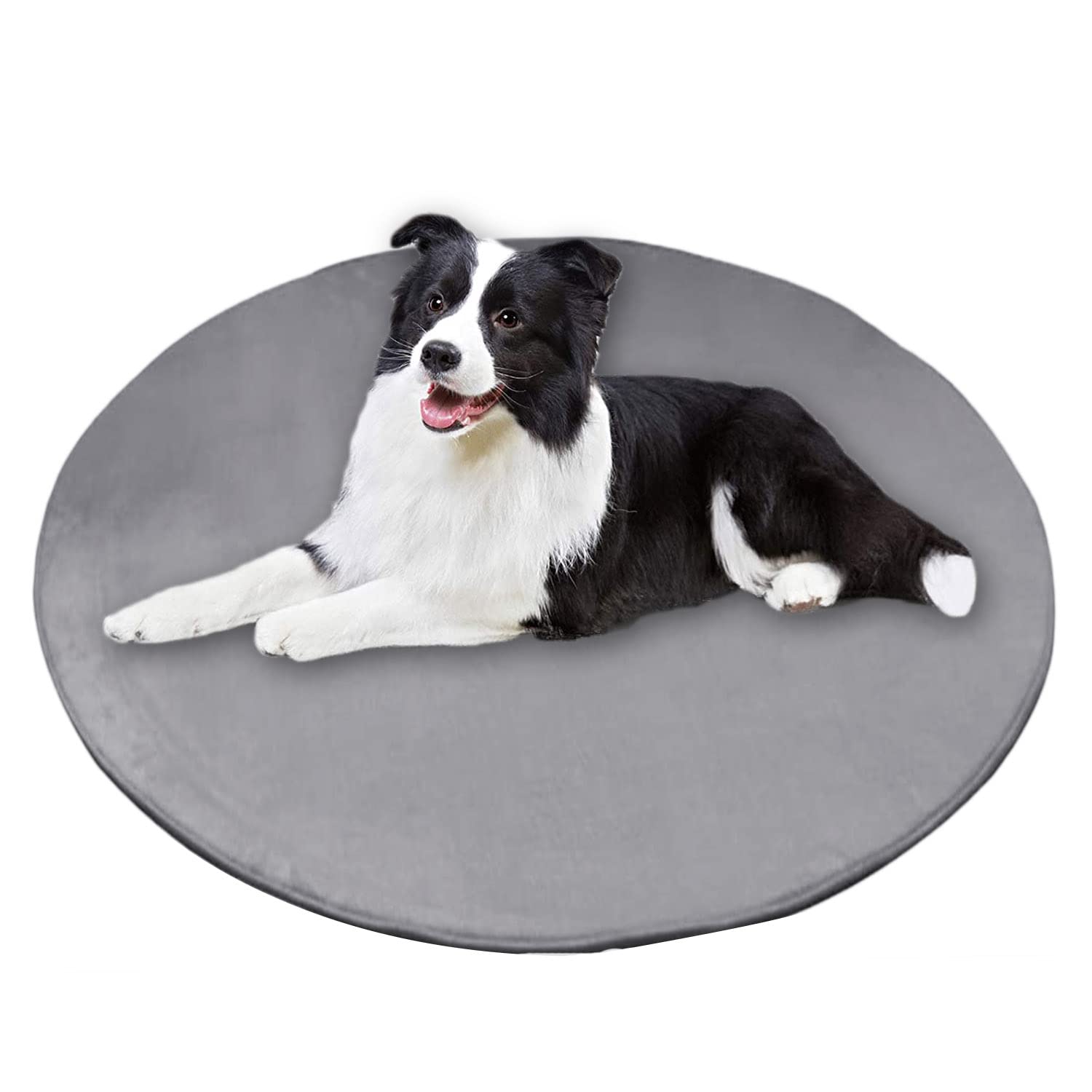 Waigg Kii Dog Bed Round Pet Mat,Coral Velvet Soft Anti-Slip Dog Cushion,Anti-Anxiety Large Dog Mattress for Small Medium Large Cats Dogs (Round 100cm,Grey)