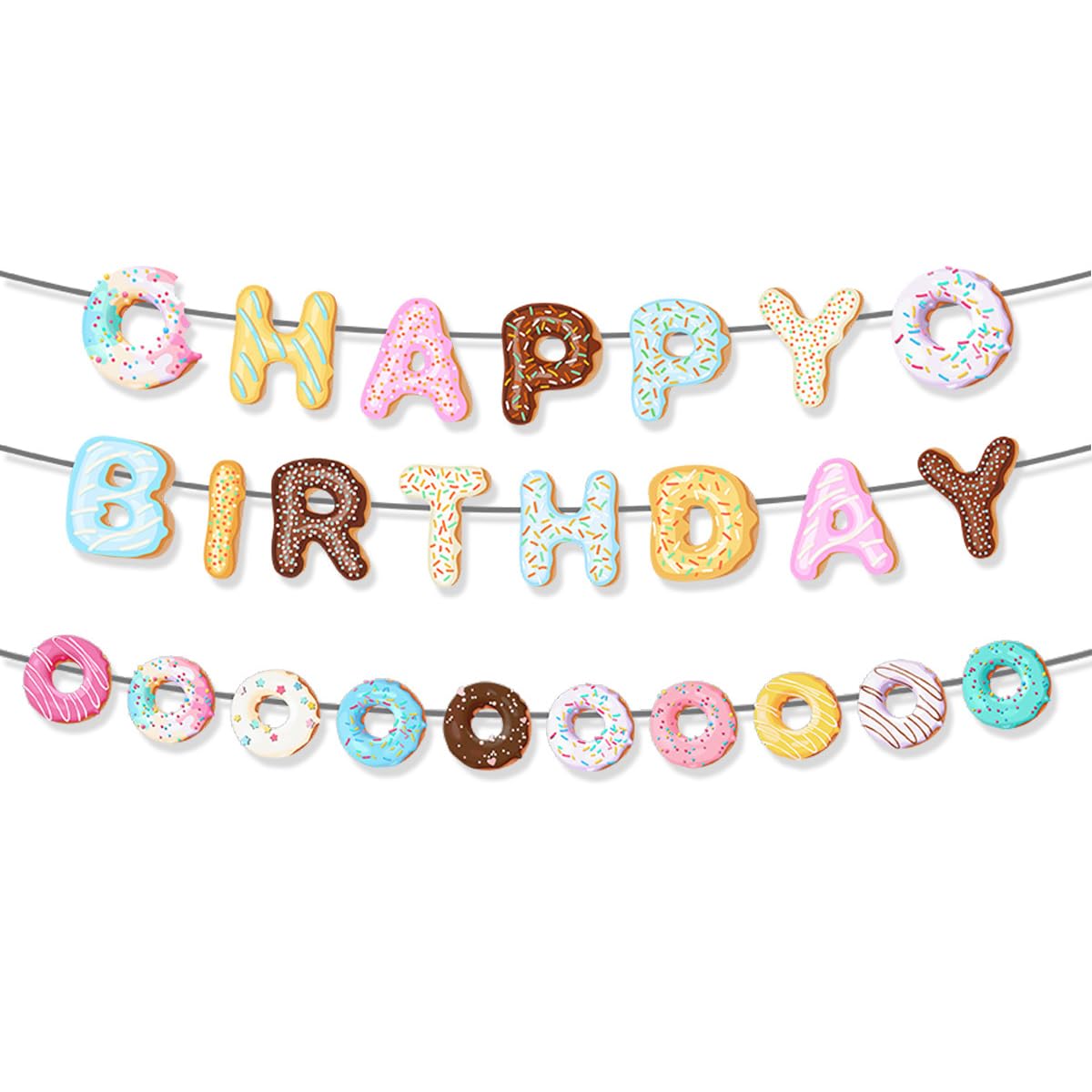 BIEUFBJI Donut Birthday Decorations Donut Happy Birthday Banner Donut Garland Banner Theme Party Baby Shower Birthday Party Supplies