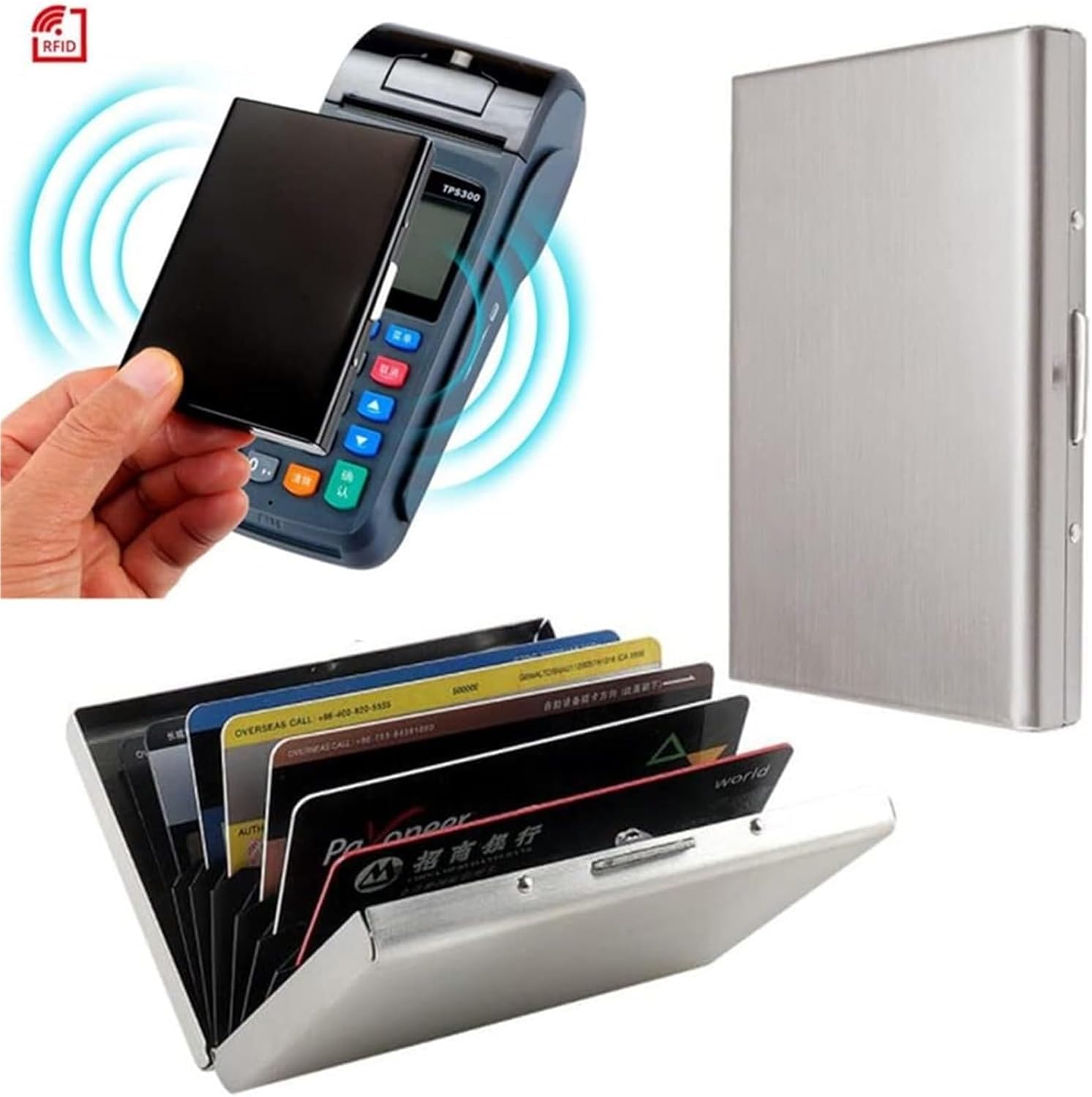 Stainless Steel Credit Card Holder Men Slim Anti Protect Travel ID Cardholder Women Wallet Metal Case(4)