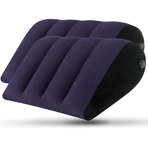 Portable Inflatable Wedge Pillow 2 Pack,Body Positioner for Sleep Support, Large 20in Adjustable Travel Pillow - Lightweight Bed/Leg Support Pillow, Fast Inflation, 2 Pack