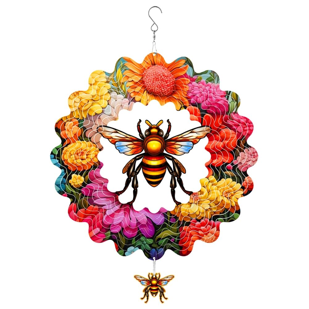 CTRLZS Flowering Bee Wind Chimes Wind Spinner Outdoor Hanging Wind Spinners for Outdoor Indoor Decoration