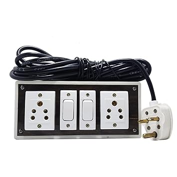 AKRAYA Electric Switch Board Plastic Material Extension Board 2 Switch2, Plug,3meter Wire with 1 Attached 3 Pin Power Plug (Cable 10 Meter)