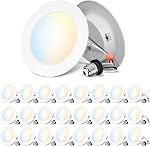 ANWIO Éclairage Encastré LED 4 Pouces 5CCT, 7W 700LM Dimmable IC Classé Rénovation LED Panneaux Lumineux 2700K/3000K/4000K/5000K/6000K Changeable 8 Paquet