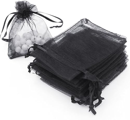 Boshen 100/200PCS Bolsas de Organza Transparentes para Regalos y Dulces, Bolsas de Malla para Joyas con Cordón a Granel para Favores de Bodas,