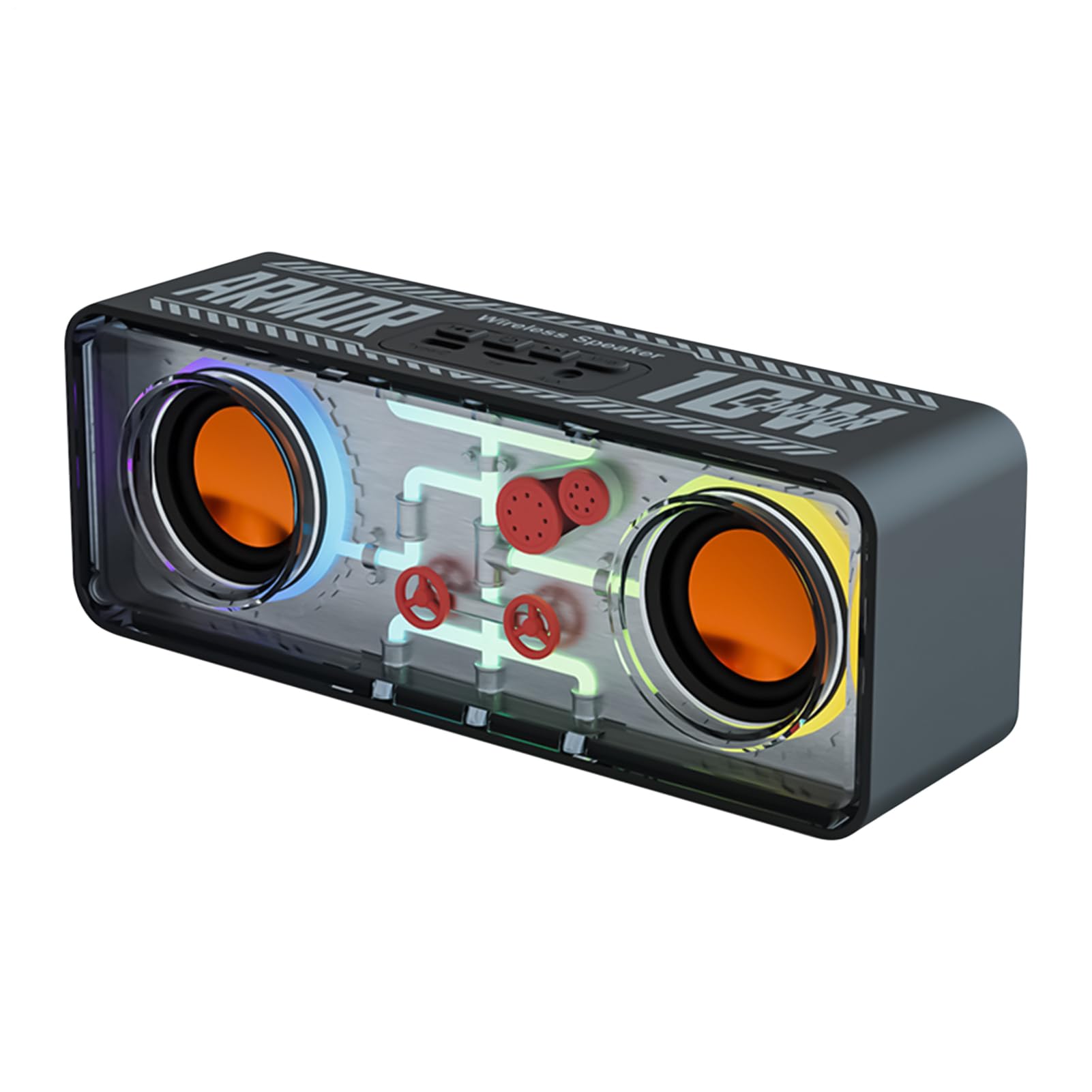 Haut-parleur portable transparent double puissance acoustique et jeux de lumières intégrés - 8