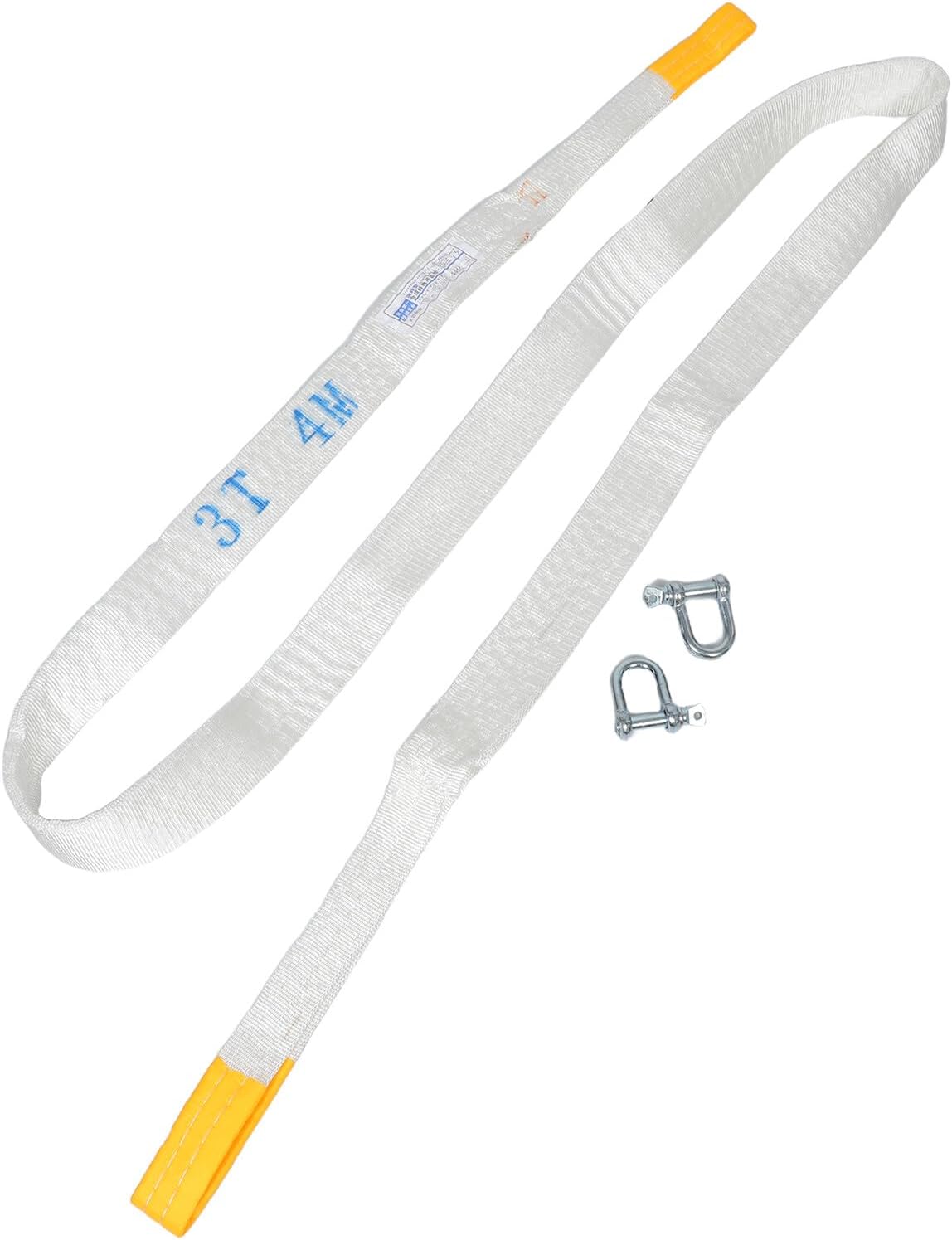 3 Ton 4 Meter Car Tow Strap with Metal Hooks Heavy Duty Vehicle Tow Rope for Automotive Emergency Towing and Trailer Pulling