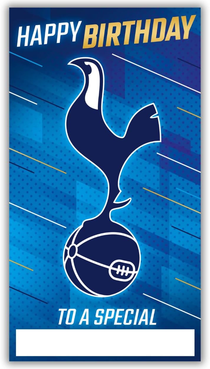 Tottenham Football Club Birthday Card. Comes with Stickers to Personalise with your Caption, Mum, Dad, Grandson, Boyfriend, Open Birthday Card, Blue