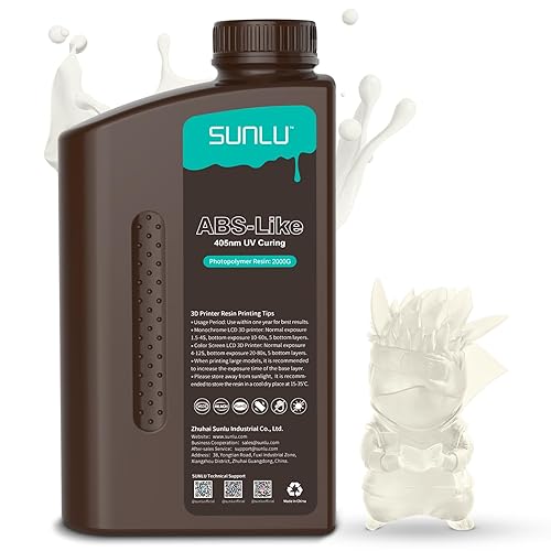 SUNLU Resina similar a ABS de 70.55 oz para impresora 3D, fotopolímero de curado UV de 405 nm, resina 3D rápida para impresoras 3D LCDDLPSLA de 2K