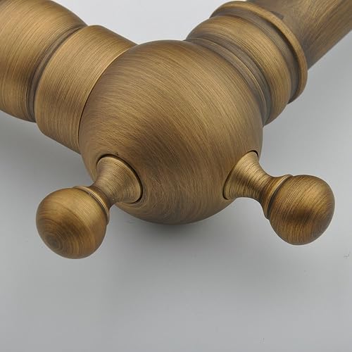 Miniatura 7 de Hiendure Latón antiguo diseñador único accesorios de fontanería de un solo agujero curva larga caño cocina grifo baño mezclador grifos