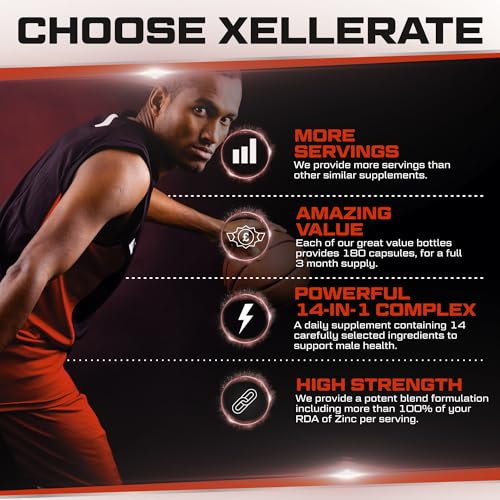 Test Boost for Men Supplement - 180 Vegetarian Capsules - Complex with 14 Active Ingredients Including Zinc, Magnesium & Maca Root - Made in The UK - Xellerate Nutrition - Image 4